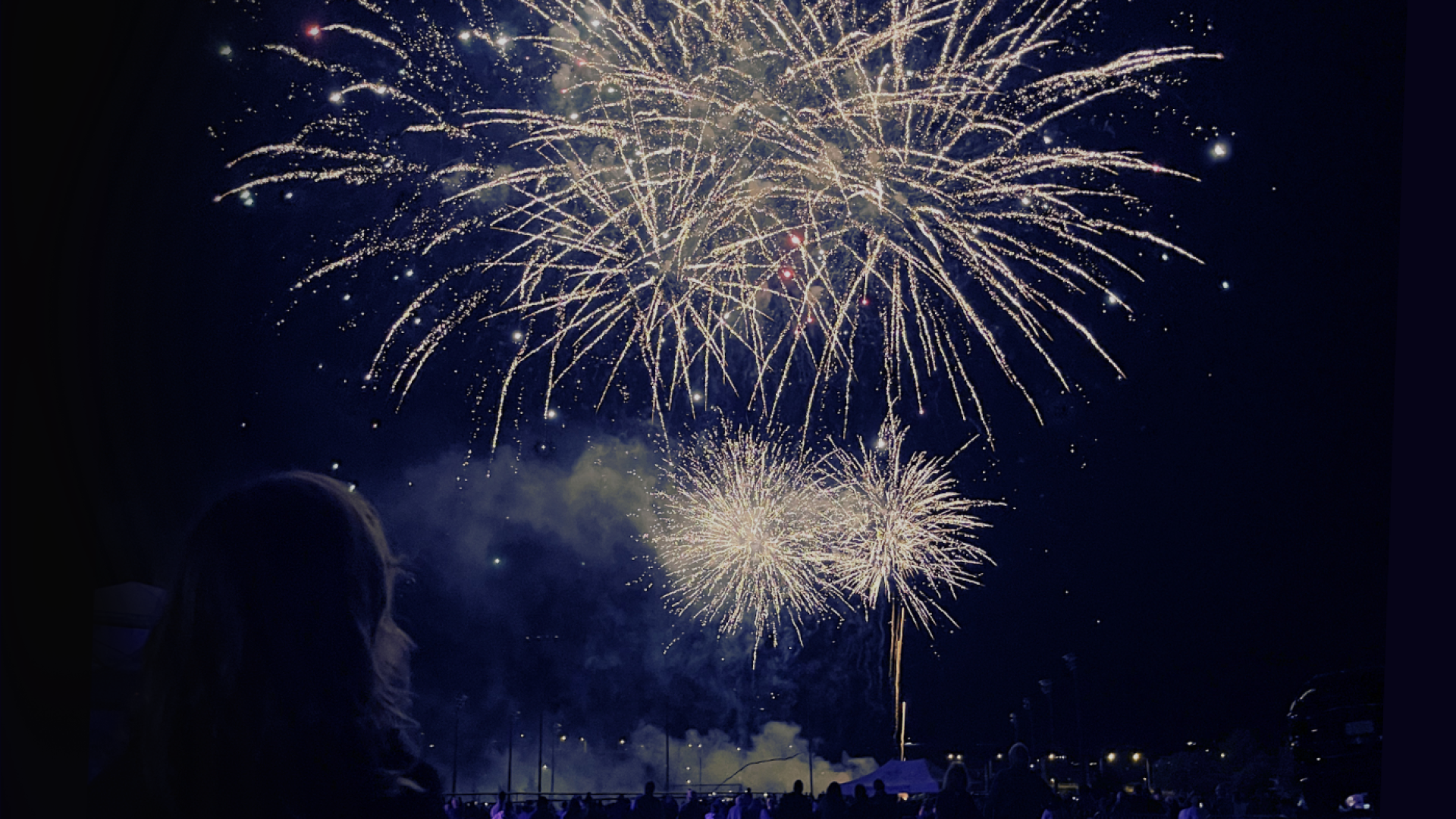 Large Fireworks with Crowd