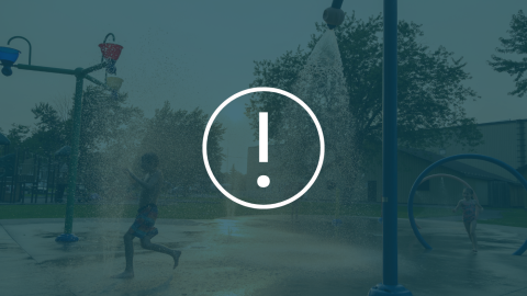 Notice Sign with faded splash pad background