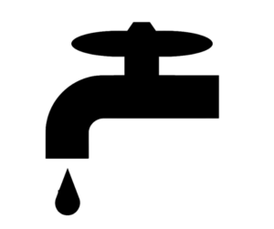 Indicateur de fuite affichant une fuite possible | Silhouette d’un robinet qui goutte avec une seule goutte d’eau.